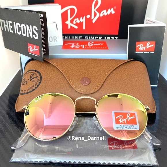 Ray-Ban Pink Round Metal RB3447 New - Picture 1 of 16